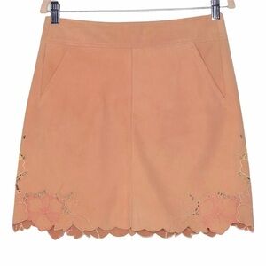 The Wrights Leather Skirt Laser Cut Embroidered